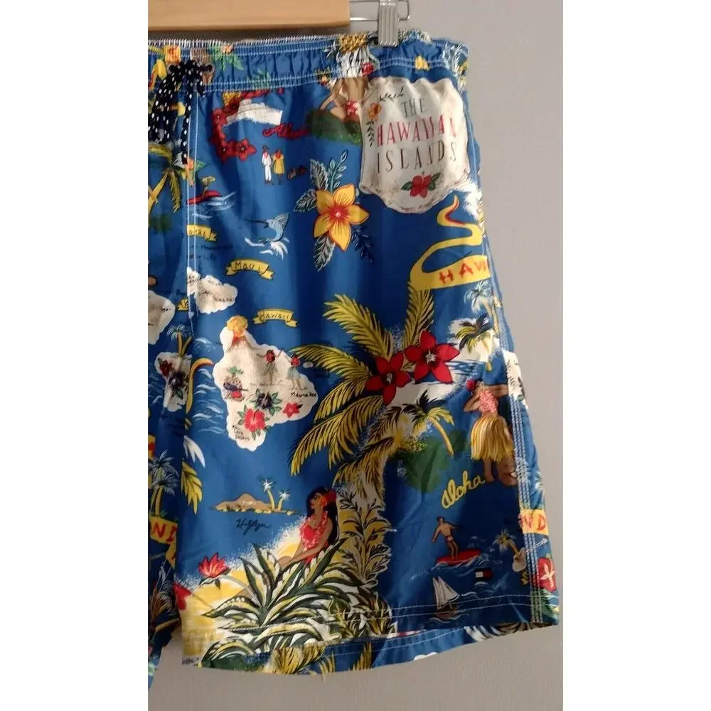 Tommy Hilfiger Men's Hawaiian Theme Swim Trunks Mesh Size XL beachy travelwear